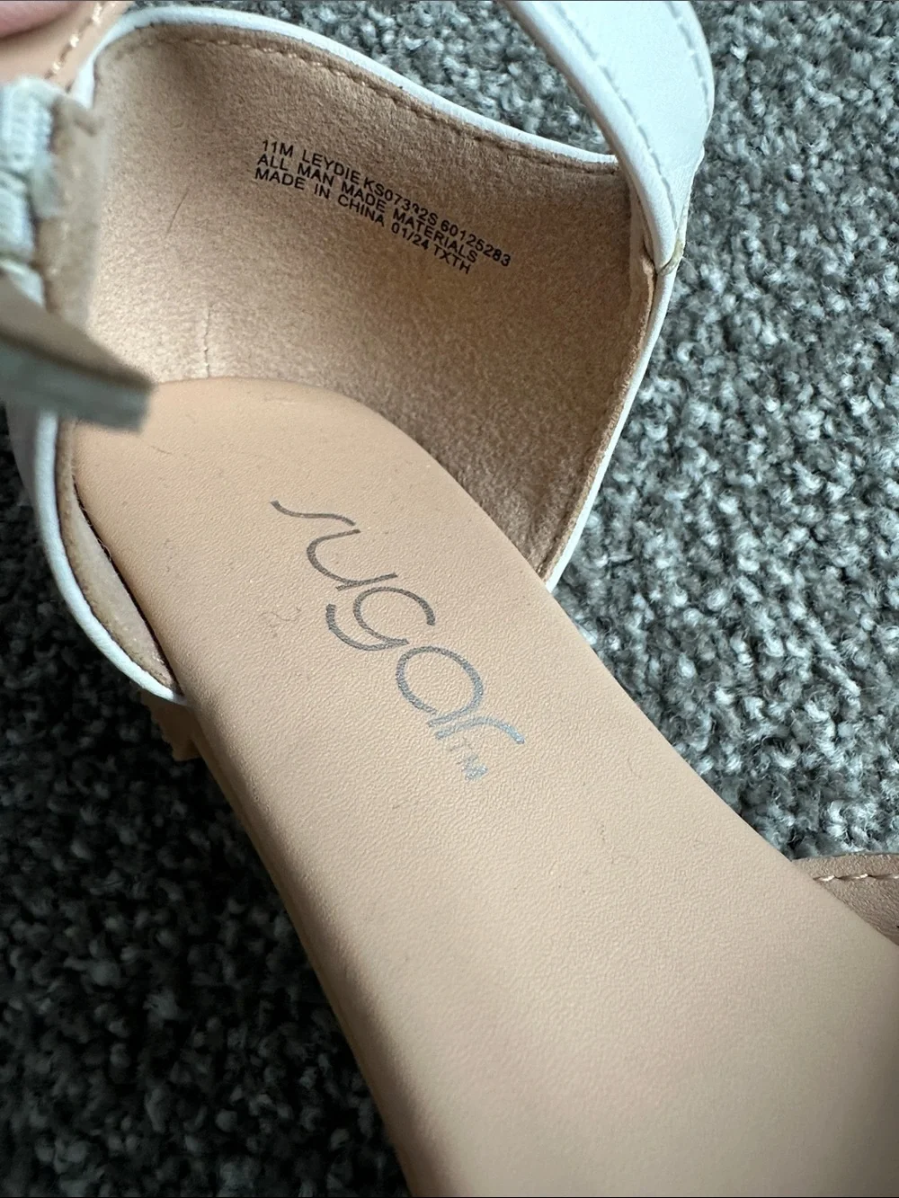 Girl's White Perforated Ankle-Strap Flats